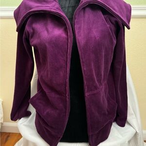 Joan Vass Zip Up Jacket Butterfly Collar Purple